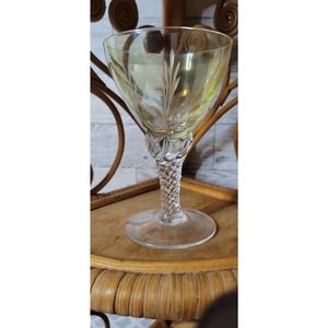 Vintage Champagne Glass Cordial Cup Yellow Wheat Tiffin Stuart Fostoria